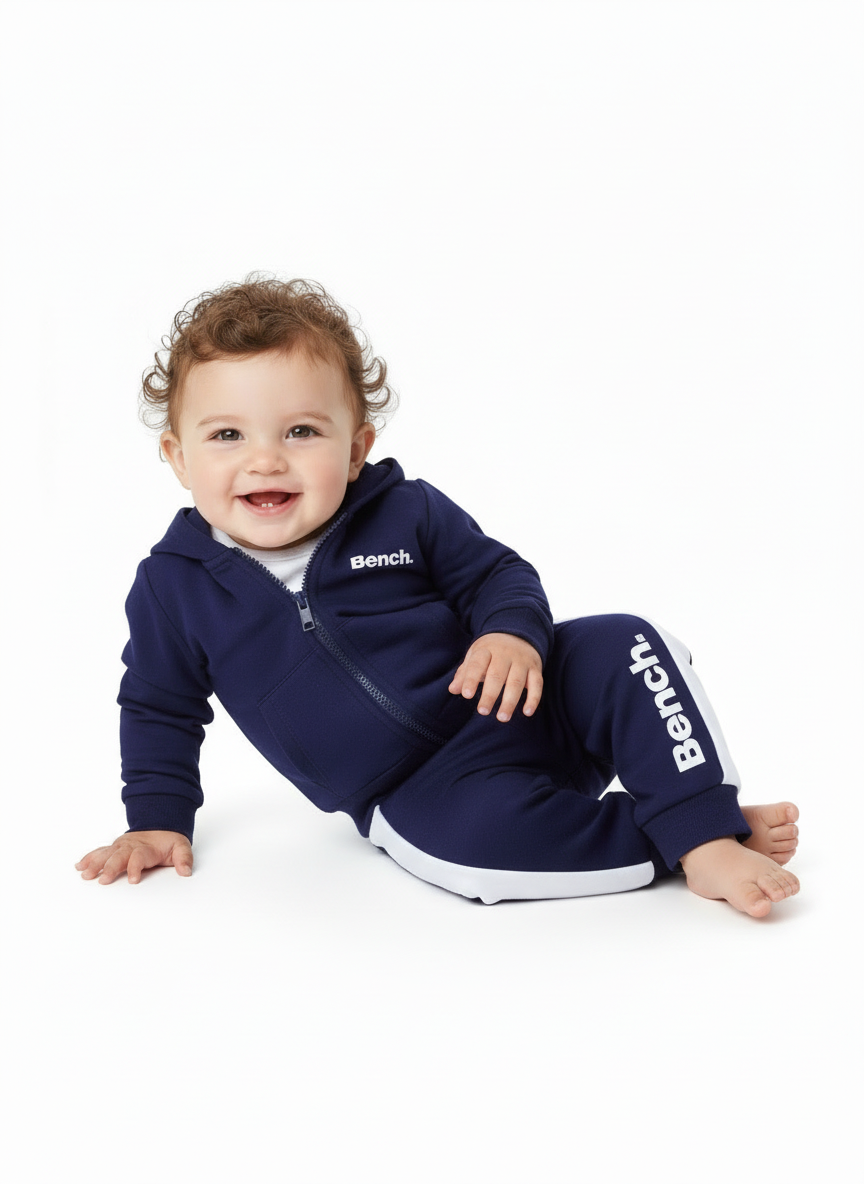 Baby Zipper Sweatshirt & Trouser Set – Blue Bench Design, Comfortable Everyday Wear