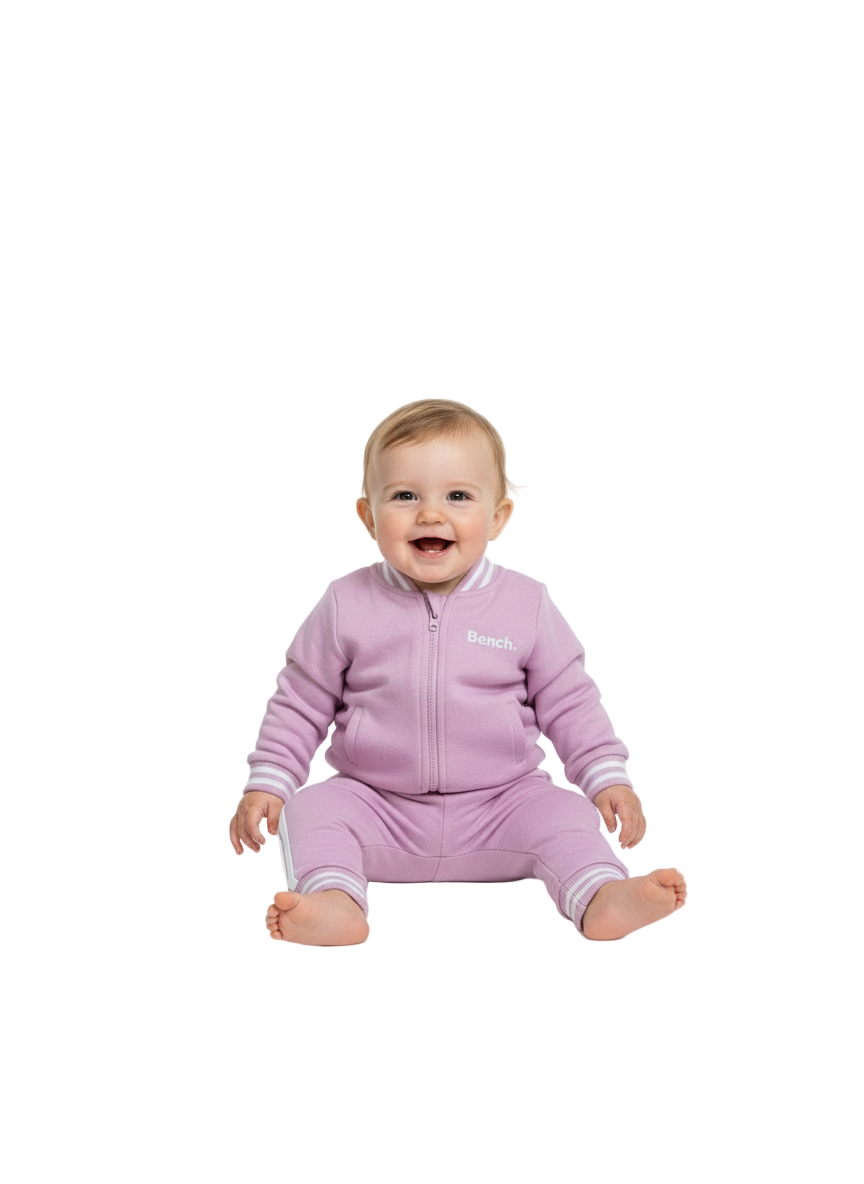 Baby Bench Zipper Sweatshirt & Trouser Set – Pink, Comfortable Everyday Wear