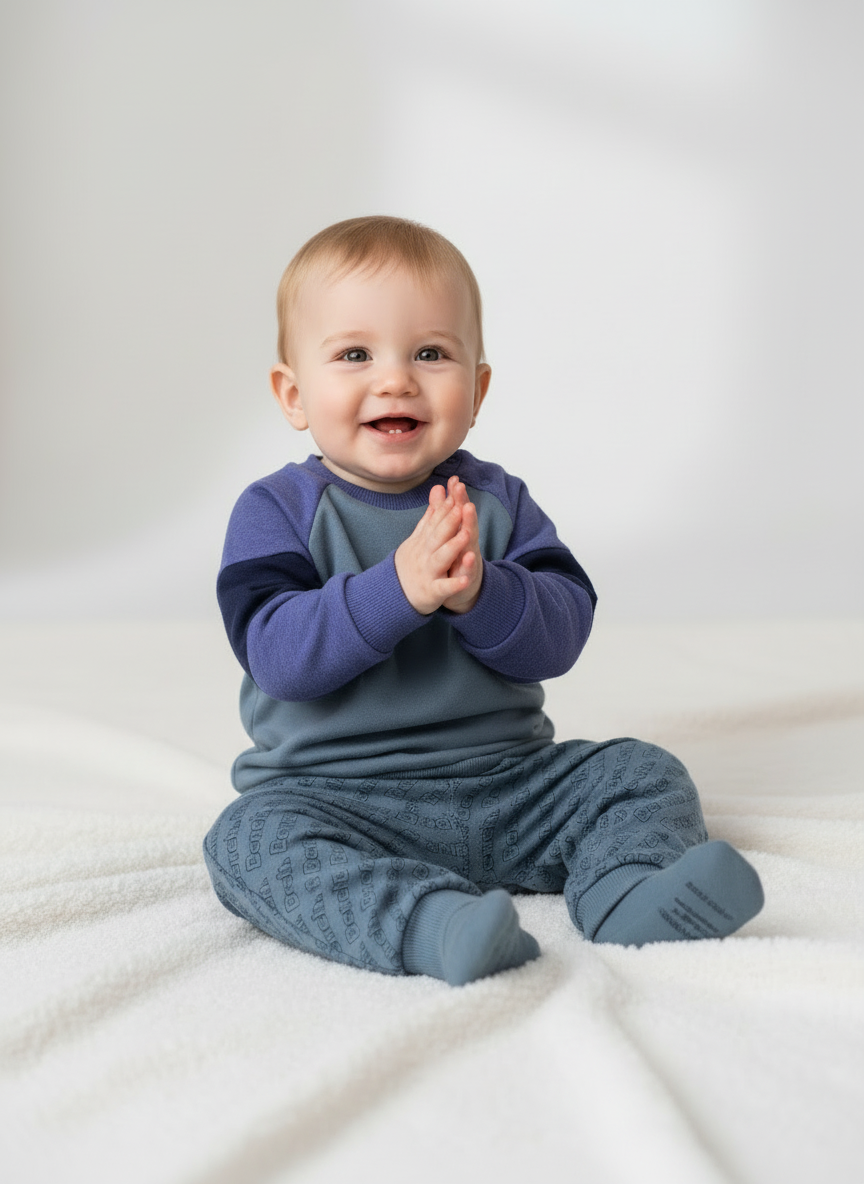 Baby Sweatshirt & Trouser Set – Green Bench Design, Comfortable Everyday Wear