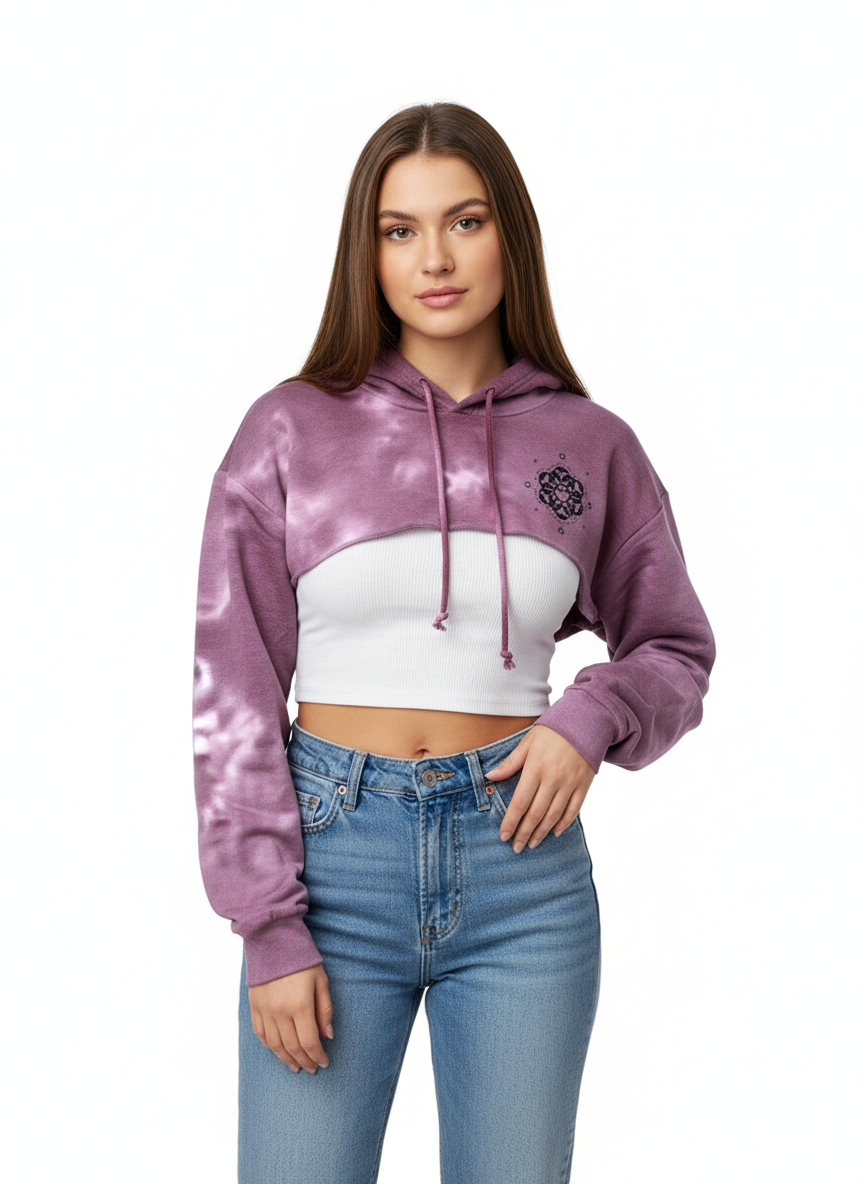 Ladies Magenta Cropped Hoodie – Trendy & Comfortable Casual Wear