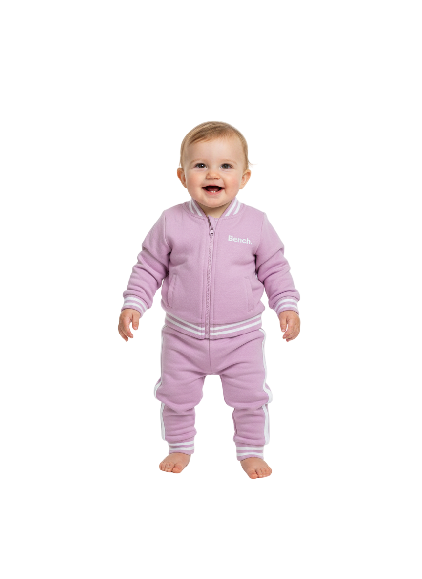 Baby Bench Zipper Sweatshirt & Trouser Set – Pink, Comfortable Everyday Wear