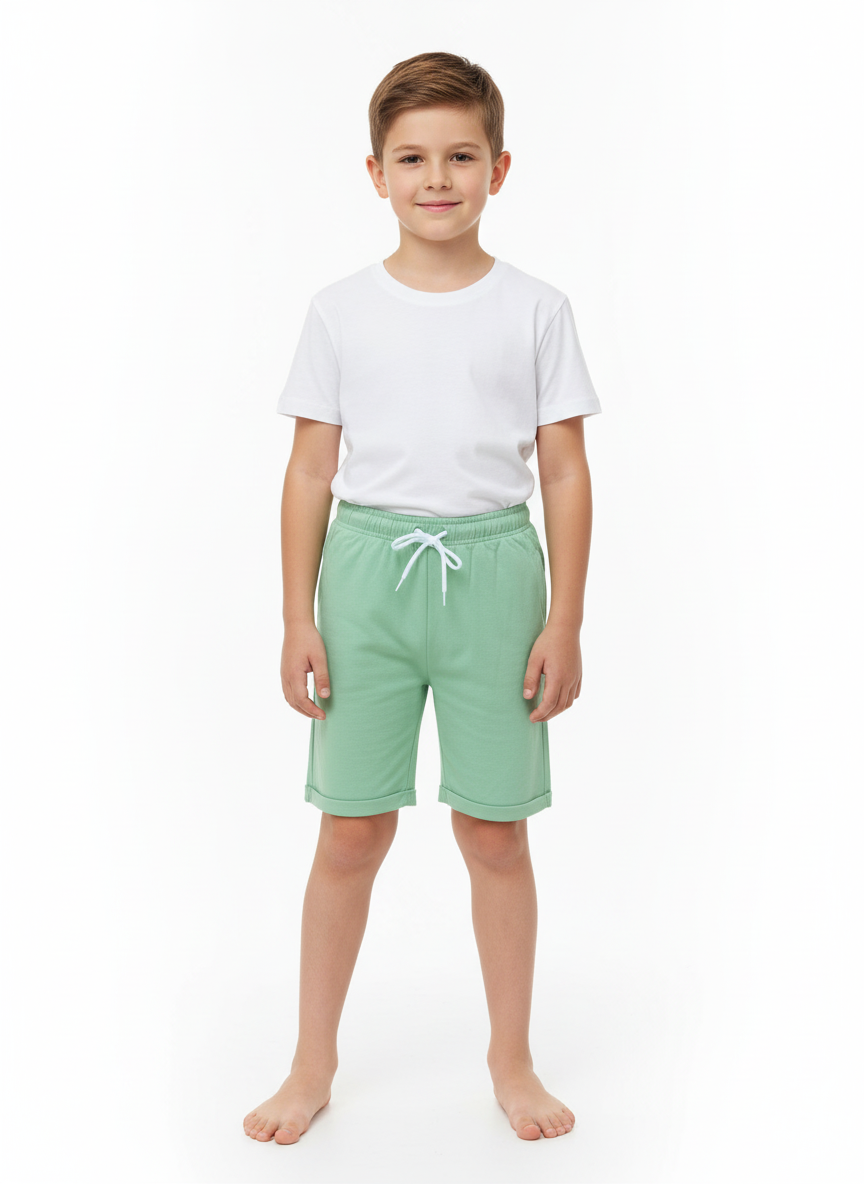 Kids Cotton Shorts – Pastel Green