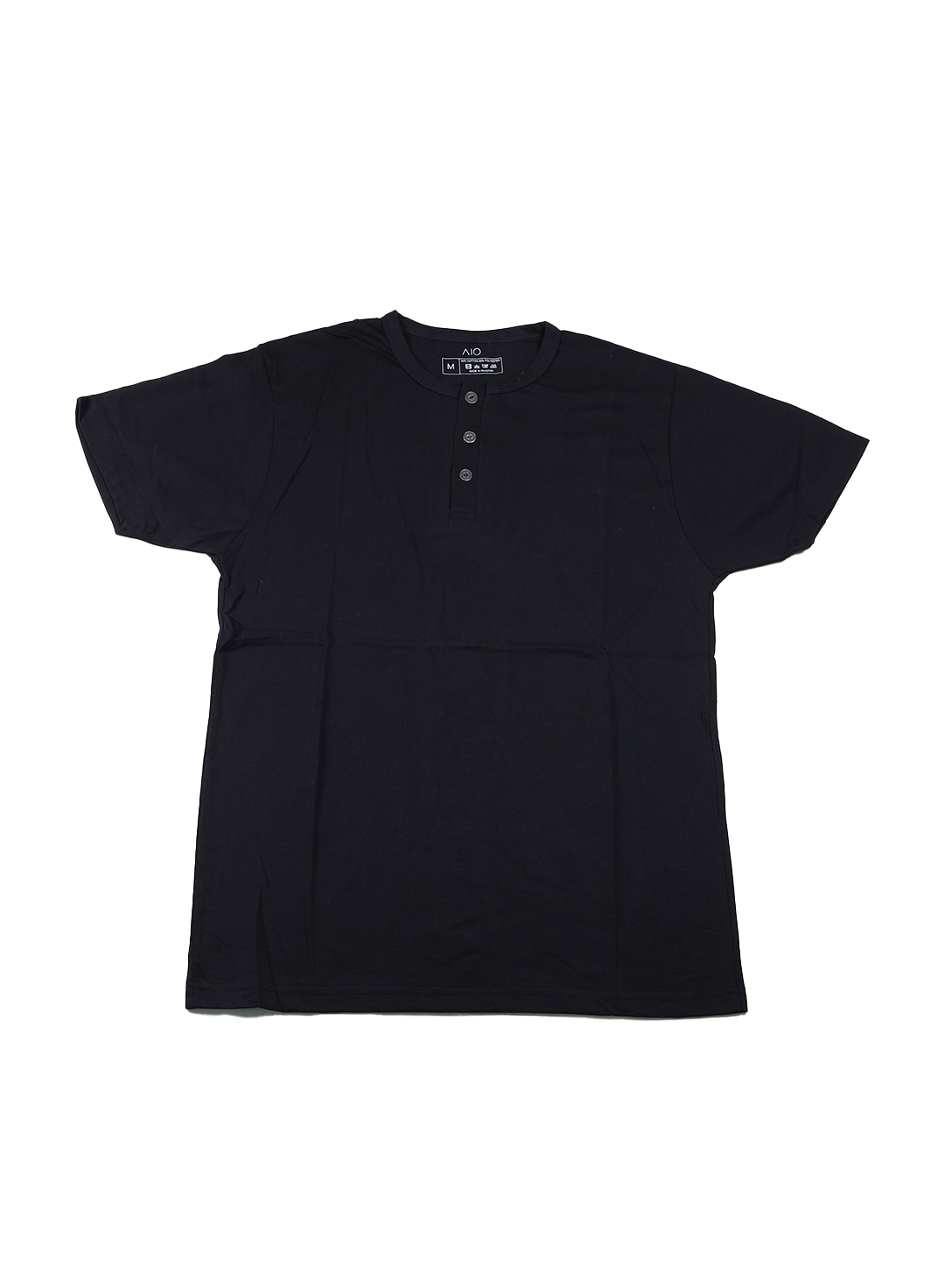 Men’s Black Henley T-Shirt – Casual Summer Wear | Soft Cotton Button Neck Tee