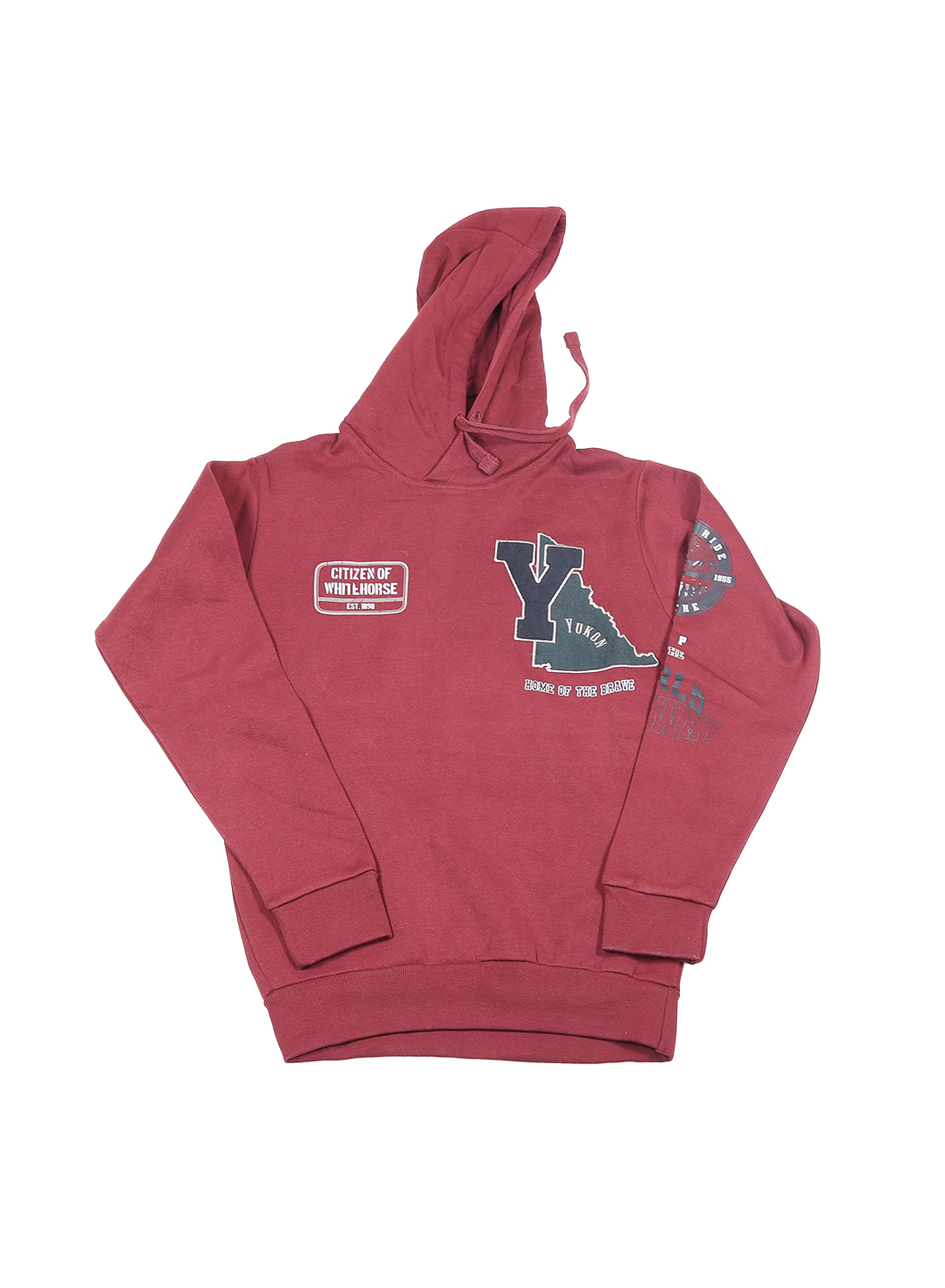Men’s Maroon Printed Hoodie – Winter Fleece Sweatshirt | Stylish Casual Wear for Men