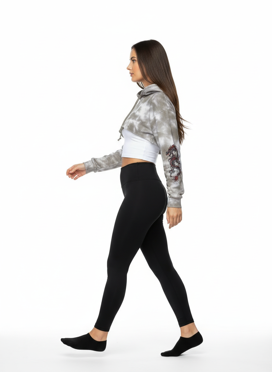 Ladies Brown Tie-Dye Cropped Hoodie – Stylish & Comfortable Casual Wear