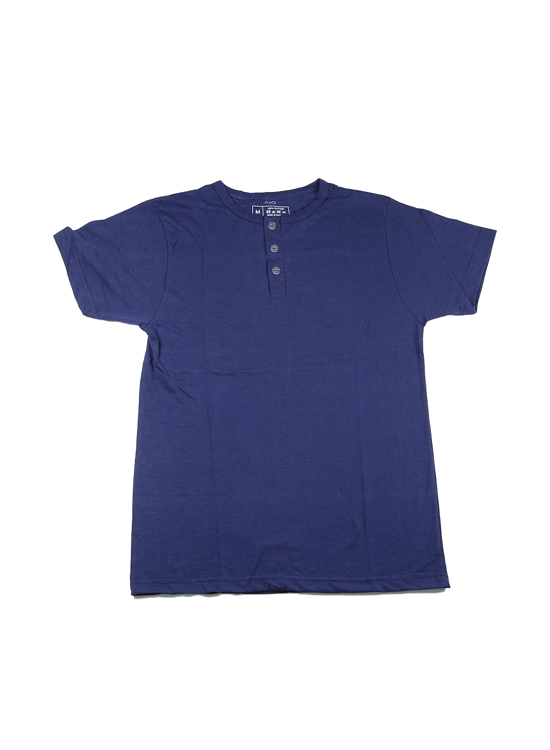 Men’s Navy Blue Henley T-Shirt – Casual Summer Wear | Soft Cotton Button Neck Tee