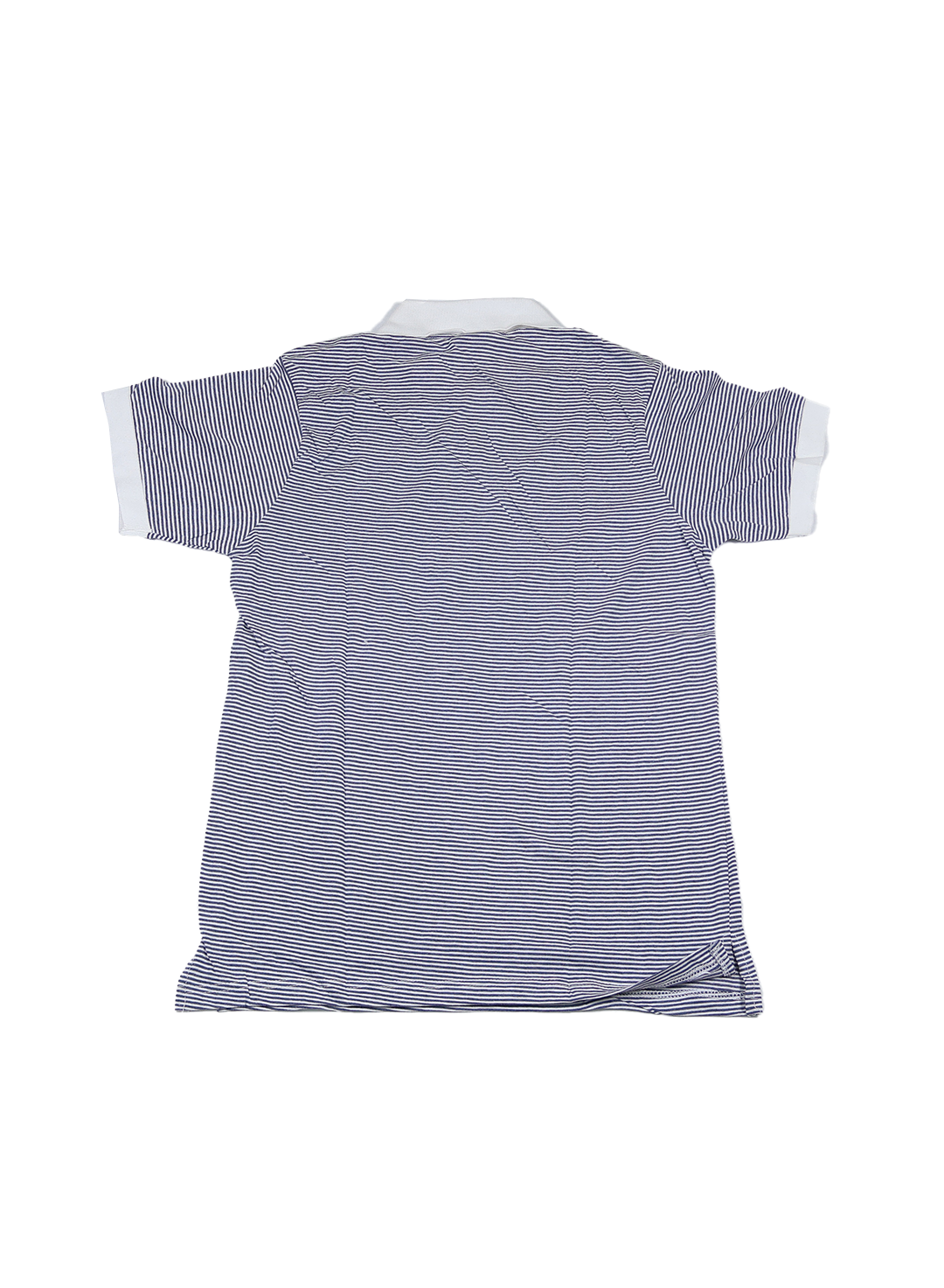 Men’s Blue & White Striped Polo Shirt – Cotton Blend Summer Wear | Classic White Collar Polo