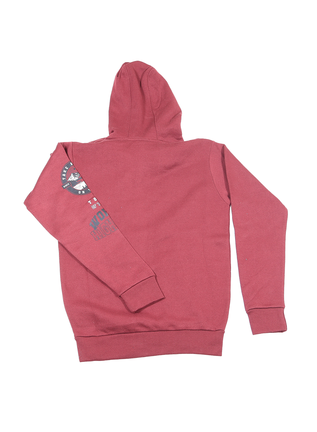 Men’s Maroon Printed Hoodie – Winter Fleece Sweatshirt | Stylish Casual Wear for Men