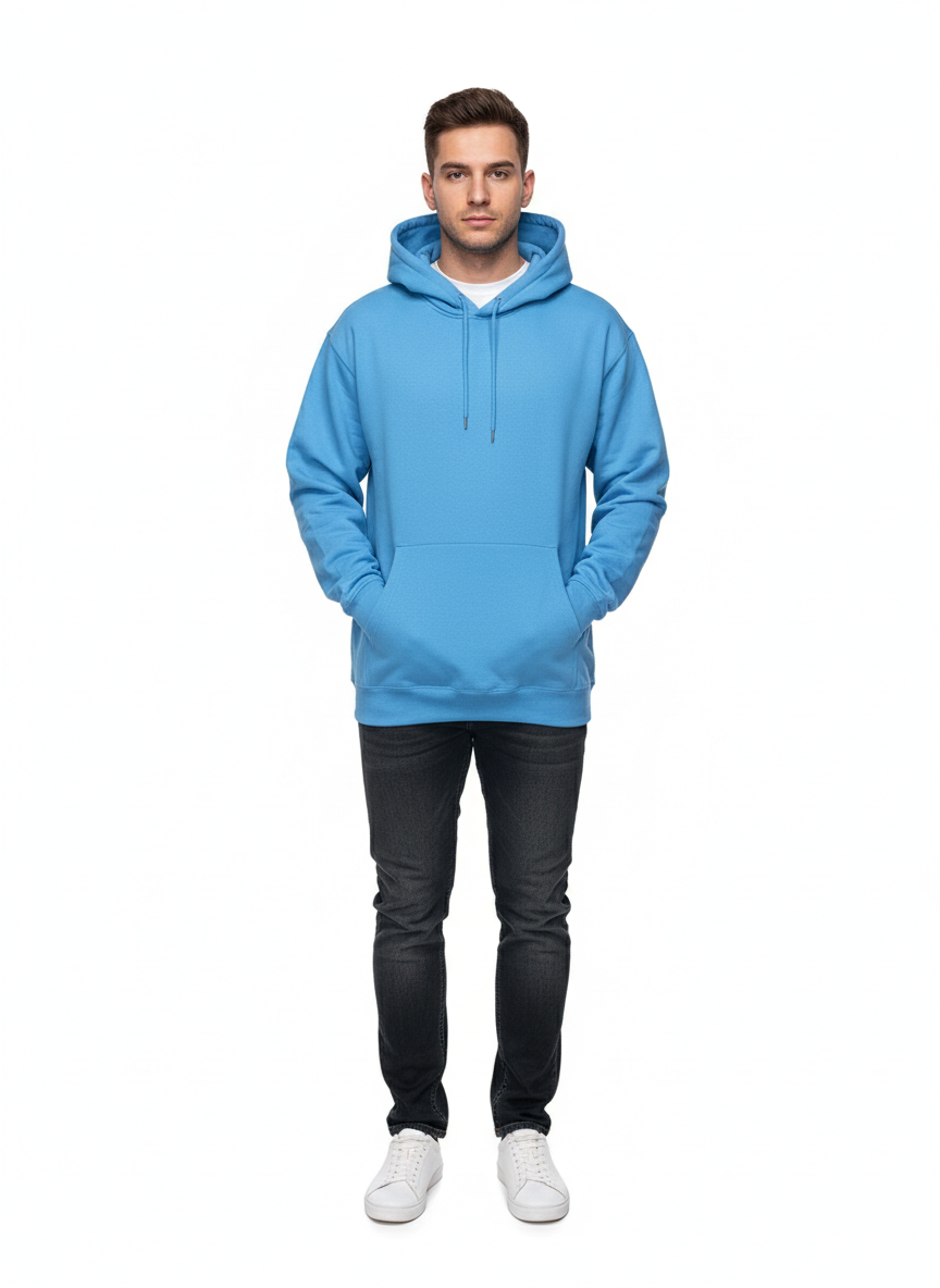 Men’s Premium Sky Blue Pullover Hoodie – Soft, Warm & Everyday Casual Wear