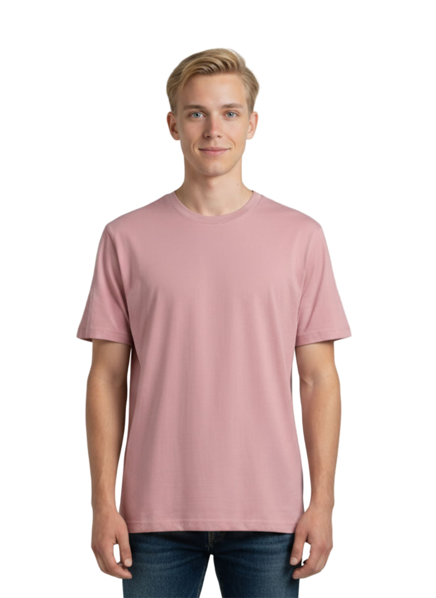 Men’s Light Pink Crew Neck T-Shirt – Soft Cotton Blend | Casual Summer Wear for Men
