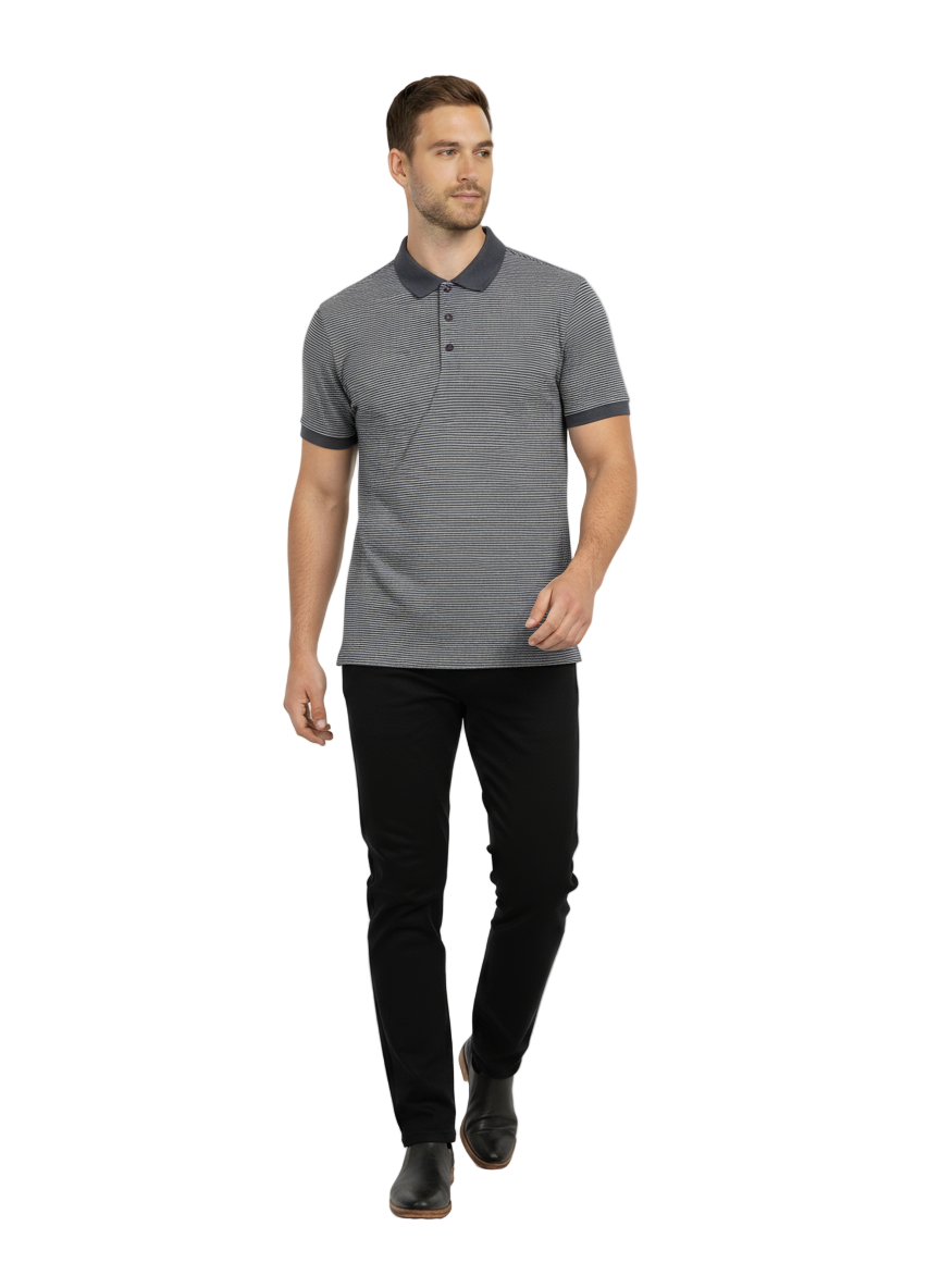 Men’s Ant White Striped Polo Shirt – Cotton Blend Summer Wear | Classic Casual T-Shirt