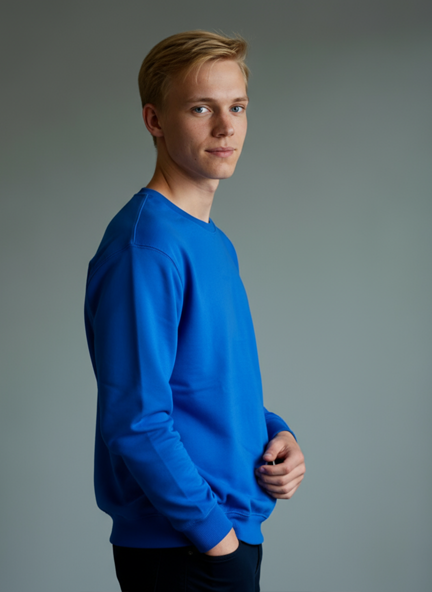 Men’s Classic Blue Sweatshirt – Soft Cotton Comfort