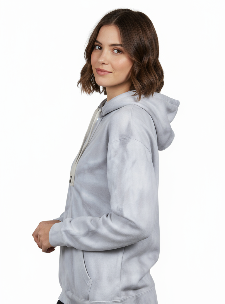 Ladies Grey Tie-Dye Hoodie – Stylish Winter Sweatshirt for Women | Soft & Cozy Casual Wear