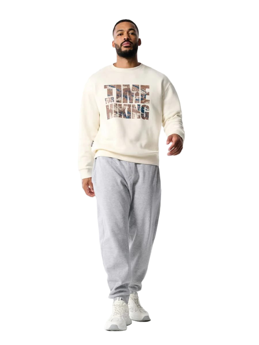 Men’s Cream Sweatshirt – “Time for Hiking” Casual & Comfortable Wear