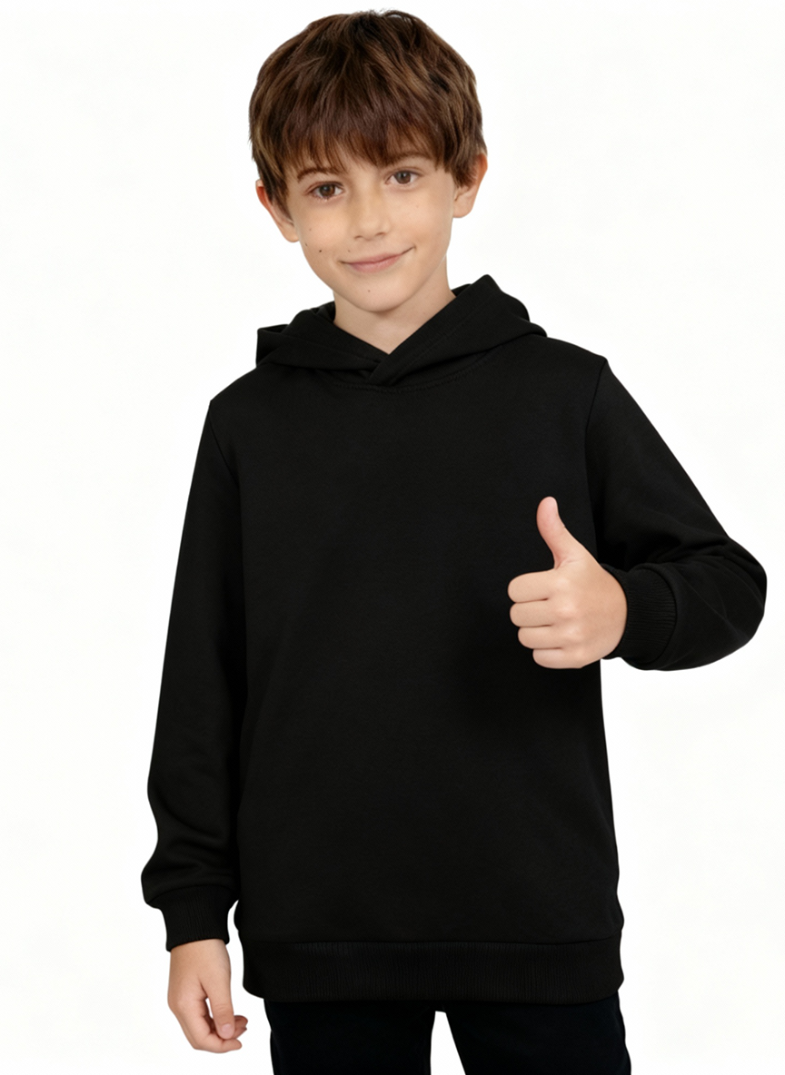 Boys’ Classic Black Pullover Hoodie – Soft & Comfy Everyday Wear