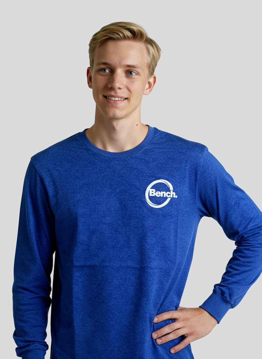 Bench Men’s Blue Long Sleeve Crew Neck T-Shirt
