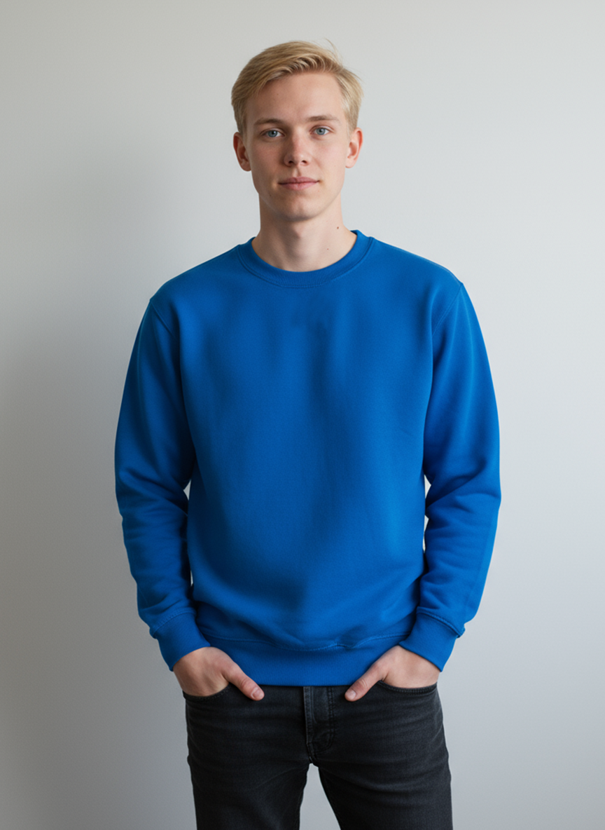 Men’s Classic Blue Sweatshirt – Soft Cotton Comfort