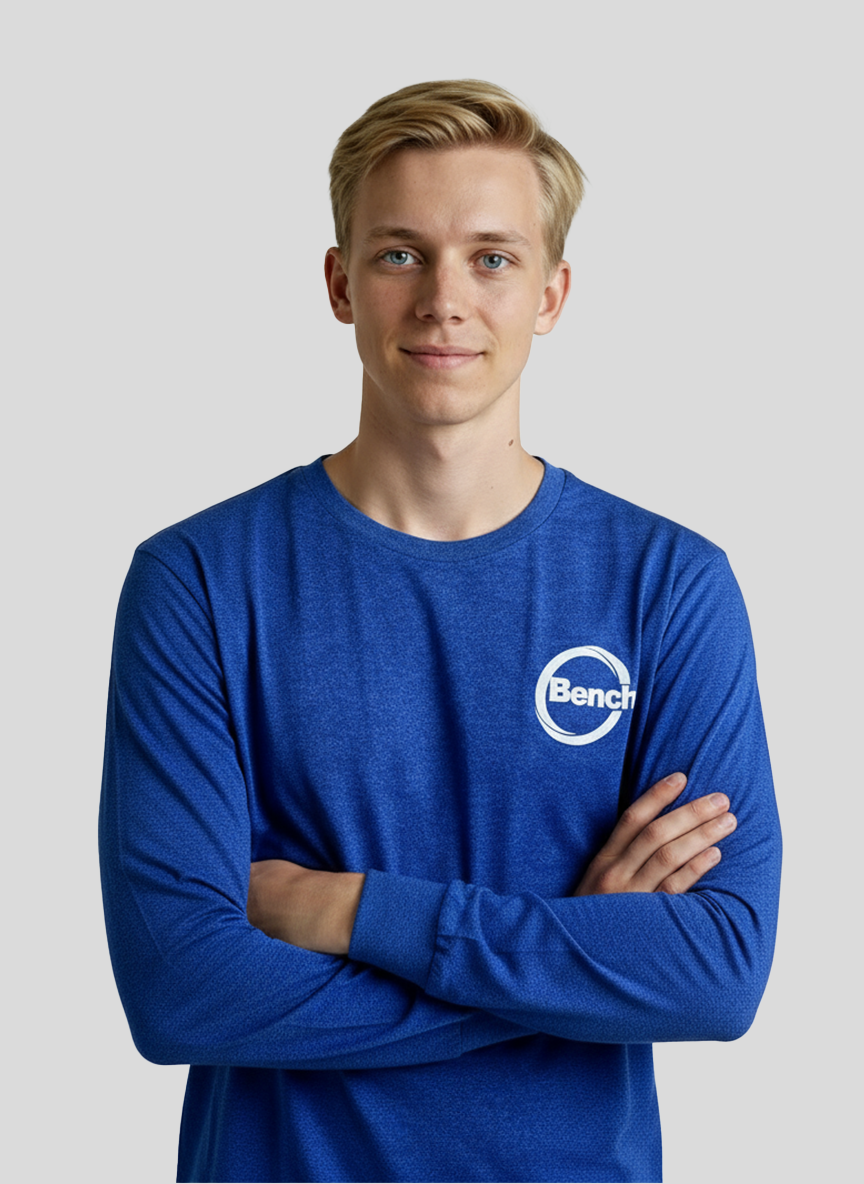 Bench Men’s Blue Long Sleeve Crew Neck T-Shirt