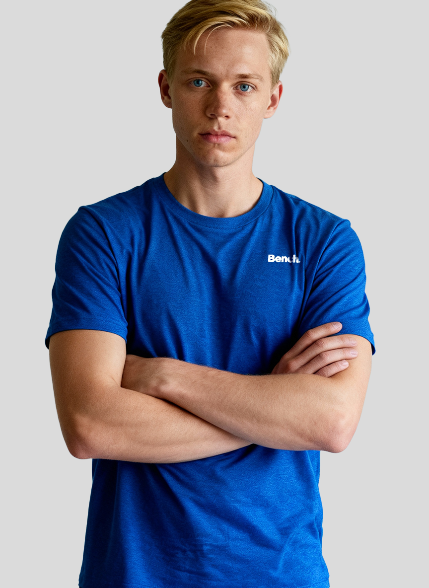 Bench Men’s Blue Half Sleeve Crew Neck T-Shirt