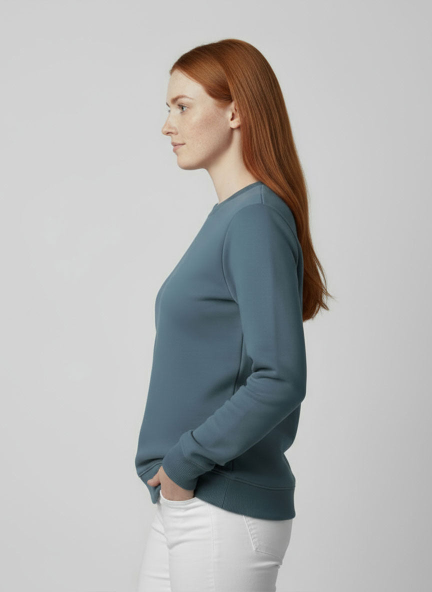 Unisex Blue Crew Neck Sweatshirt – Soft Fleece Winter Wear | Casual Warm Pullover